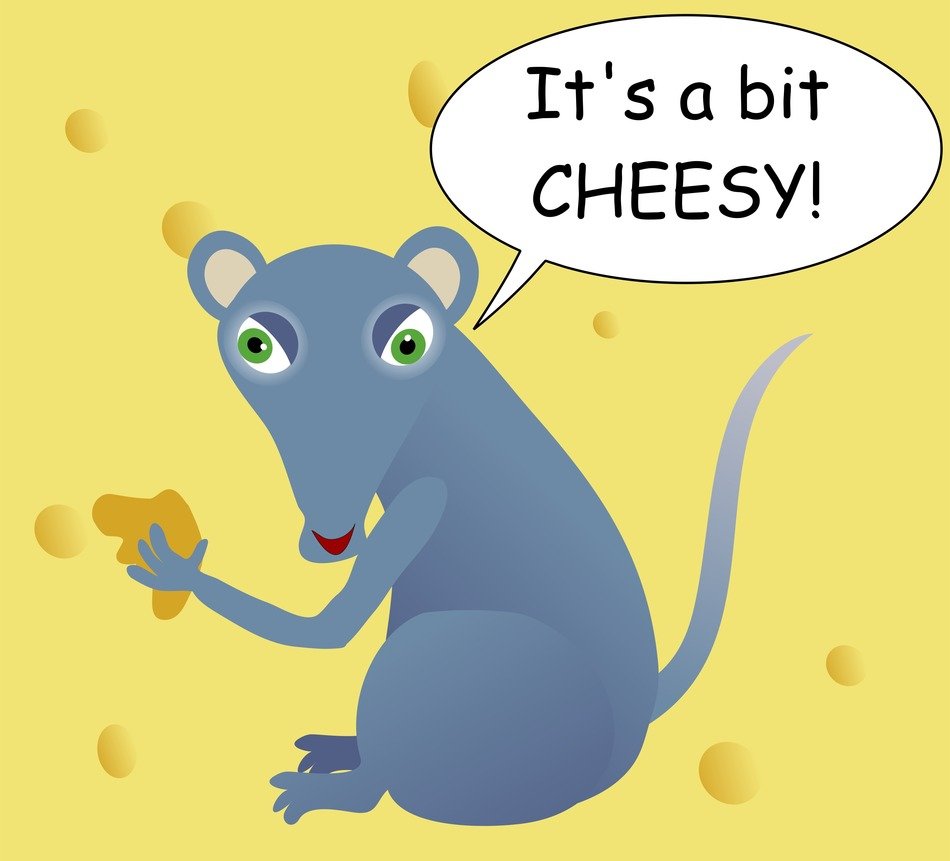 Mouse is painted on a background of cheese