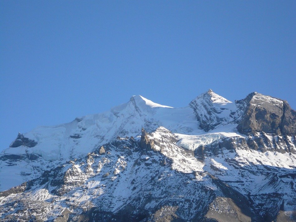 picturesque peaks of the Alps in the snow
