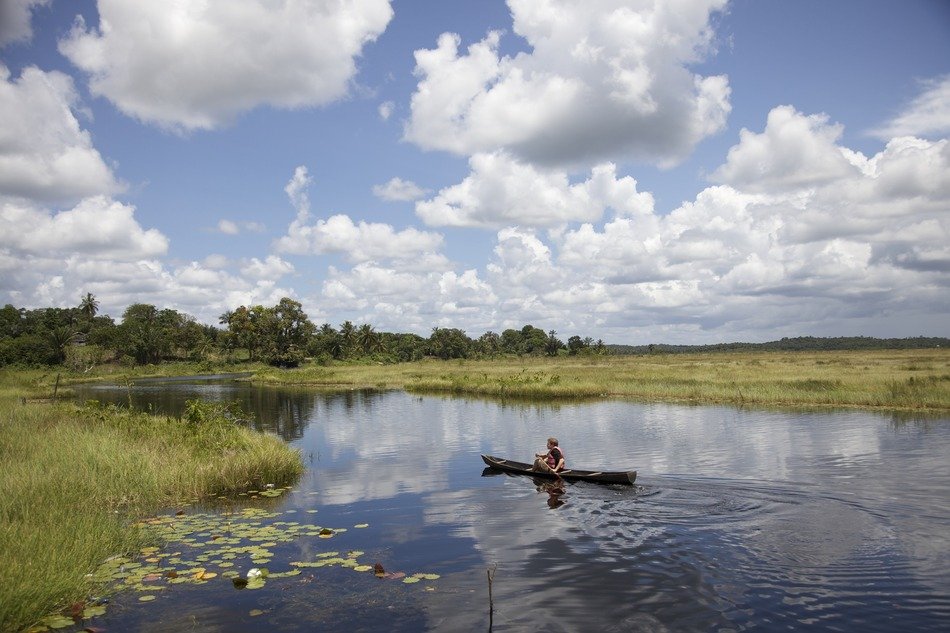canoe among the creek in Guyana