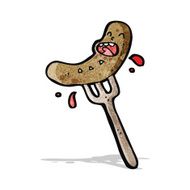 cartoon sausage on fork
