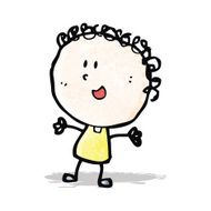 cartoon happy doodle woman