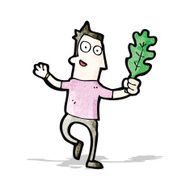 cartoon man with leaf