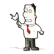 cartoon man waving white flag N13