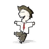 cartoon laughing schoolboy