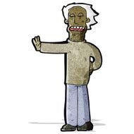 cartoon man gestureing stop