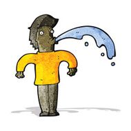cartoon man spitting water