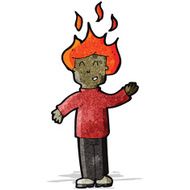 cartoon man with hair on fire N3