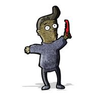 cartoon man combing hair