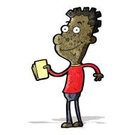 cartoon boy selling tickets