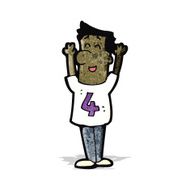 cartoon man in shirt with number four