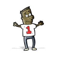 cartoon man in shirt with number one