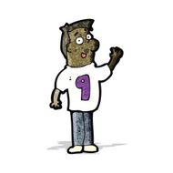 cartoon man in shirt with number nine