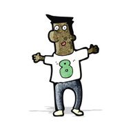cartoon man in shirt with number eight