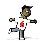 cartoon man in shirt with number six