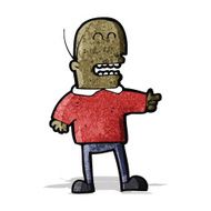 cartoon bald man pointing and laughing