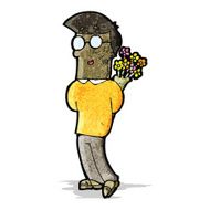 cartoon man with flowers N3