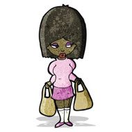 cartoon woman with shopping bags N3
