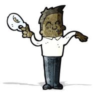 cartoon camp man with cup of tea