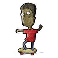 cartoon man on skateboard