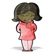 cartoon woman wearing scarf