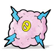 cartoon lighting storm cloud symbol with number zero