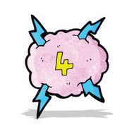 cartoon lighting storm cloud symbol with number four