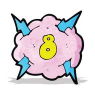 cartoon lighting storm cloud symbol with number eight