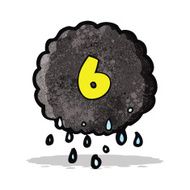 Cartoon Raincloud With Number Six N2