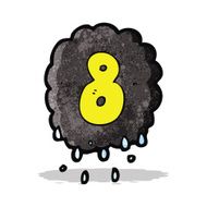 cartoon raincloud with number eight