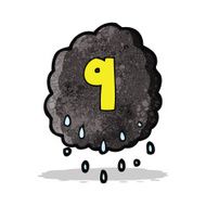 cartoon raincloud with number nine