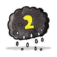 cartoon raincloud with number two