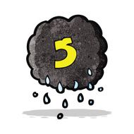 cartoon raincloud with number five