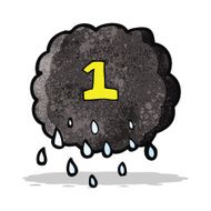 cartoon raincloud with number one