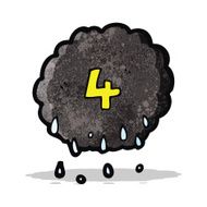 cartoon raincloud with number four