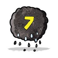 cartoon raincloud with number seven