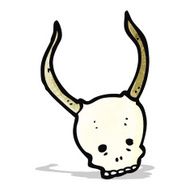 cartoon horned devil skull
