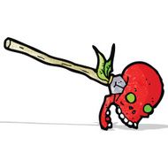 cartoon spear in skull