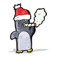cute christmas penguin smoking cigarette