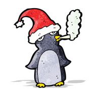 cute christmas penguin smoking cigarette N2