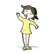 cartoon waving woman