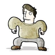 cartoon man squatting