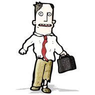 cartoon businessman in torn clothing