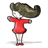 cartoon girl with hair blowing in wind N3