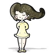 cartoon girl with hair blowing in wind N4