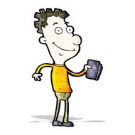 cartoon happy boy with book