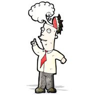 cartoon man with overheated brain