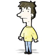 cartoon boy shrugging shoulders