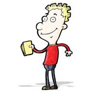 cartoon boy with tickets