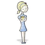 cartoon skinny girl with books