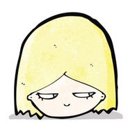 cartoon blond girl&#039;s face looking annoyed